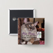 Badge Carré 5 Cm Chat (Devant & derrière)
