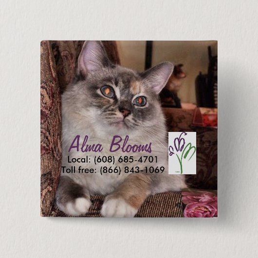 Badge Carré 5 Cm Chat (Devant)