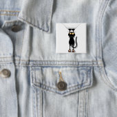 Badge Carré 5 Cm Chat accrochant (En situation)