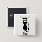 Badge Carré 5 Cm Chat accrochant (Devant & derrière)