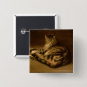 Badge Carré 5 Cm Chat couché, 1898 (Devant & derrière)