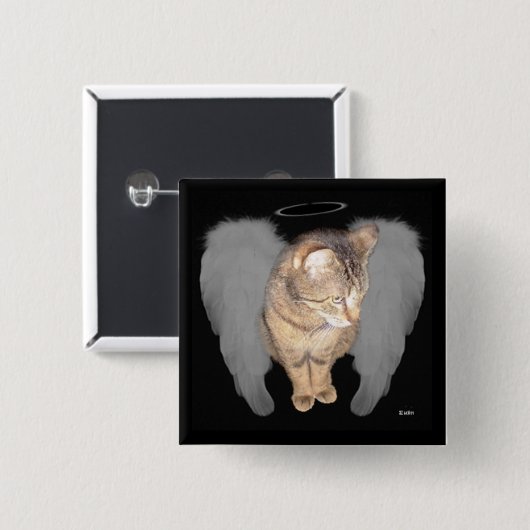 Badge Carré 5 Cm Chat d'ange (Lucian) (Devant & derrière)