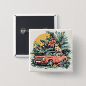 Badge Carré 5 Cm Chat dans la jungle (Devant & derrière)