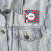 Badge Carré 5 Cm Chat dans le Casquette | Maman à être (En situation)