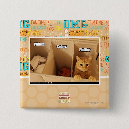 Badge Carré 5 Cm Chat de blanchisserie (Devant)