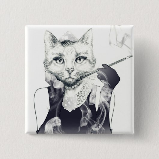 Badge Carré 5 Cm Chat de charme (Devant)
