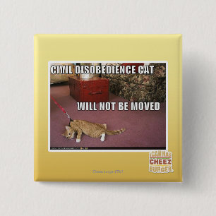 Badge Carré 5 Cm Chat de désobéissance civile