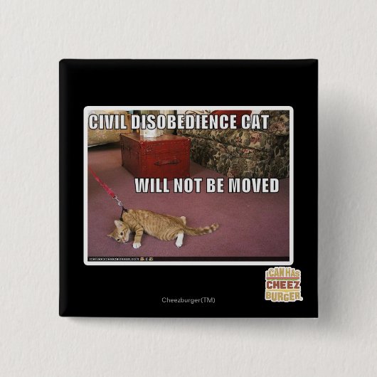 Badge Carré 5 Cm Chat de désobéissance civile (Devant)