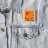 Badge Carré 5 Cm Chat de gingembre (En situation)
