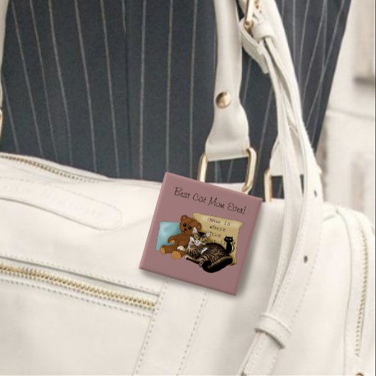 Badge Carré 5 Cm Chat de la Fête des Mères