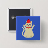 Badge Carré 5 Cm Chat de Noël mignon (Devant & derrière)