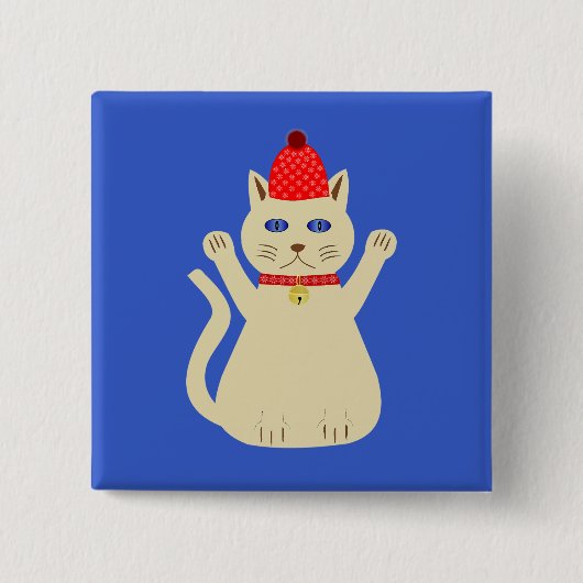 Badge Carré 5 Cm Chat de Noël mignon (Devant)