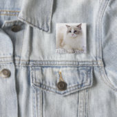 Badge Carré 5 Cm Chat de Ragdoll sur le clavier (En situation)