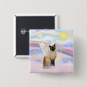 Badge Carré 5 Cm Chat de Siamese - Nuages (Devant & derrière)