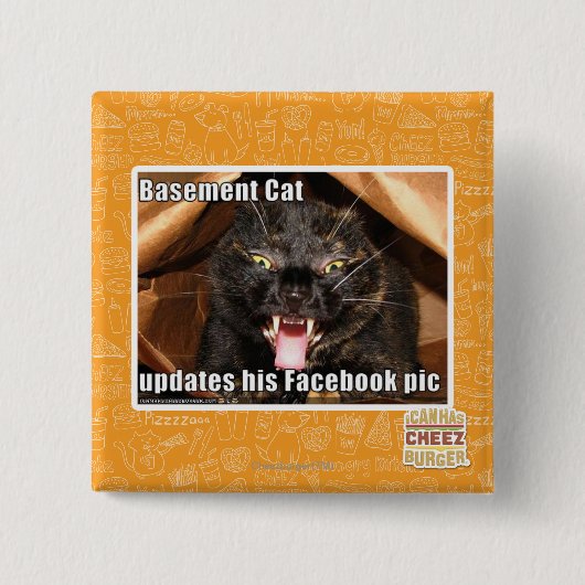 Badge Carré 5 Cm Chat de sous-sol (Devant)