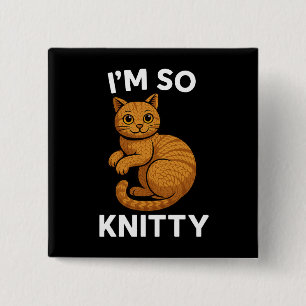 Badge Carré 5 Cm Chat en laine nue Je suis si mignonne