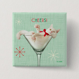 Badge Carré 5 Cm Chat en verre Martini