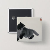 Badge Carré 5 Cm Chat et papillon (Devant & derrière)