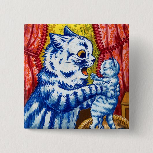 Badge Carré 5 Cm Chat et ses chatons (Devant)