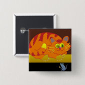 Badge Carré 5 Cm Chat et souris (Devant & derrière)
