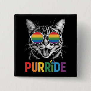 Badge Carré 5 Cm Chat Fierté Gay Lesbienne Arc-en-ciel LGBTQ Allié