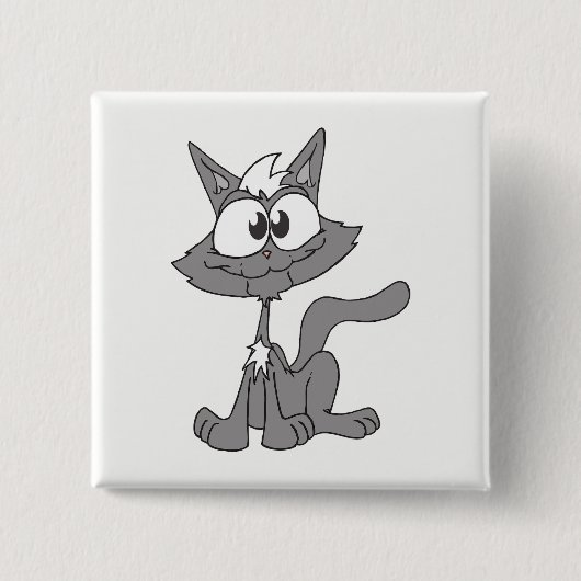 Badge Carré 5 Cm Chat gris (Devant)