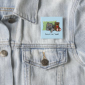 Badge Carré 5 Cm Chat gris fête des pères (En situation)