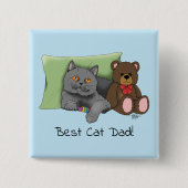 Badge Carré 5 Cm Chat gris fête des pères (Devant)