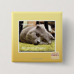 Badge Carré 5 Cm Chat heureux, hors d'heureux