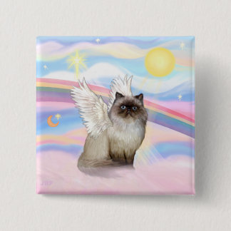 Badge Carré 5 Cm Chat Himalayen pointe chocolat Ange