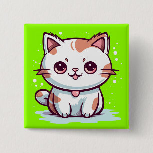 Badge Carré 5 Cm Chat Mignon de Style Kawaii Clipart