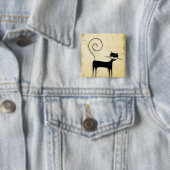 Badge Carré 5 Cm chat noir (En situation)