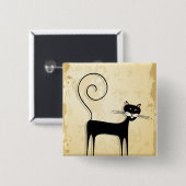 Badge Carré 5 Cm chat noir (Devant & derrière)