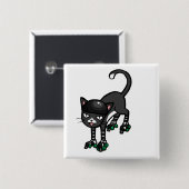 Badge Carré 5 Cm Chat noir et blanc sur Rollerskates (Devant & derrière)