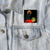 BADGE CARRÉ 5 CM CHAT NOIR HALLOWEEN PARTY MONOGRAM (En situation)