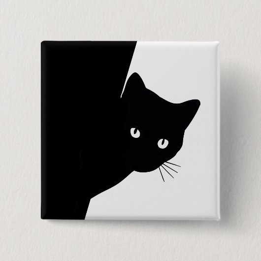 Badge Carré 5 Cm Chat noir rusé (Devant)