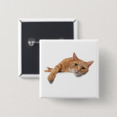 Badge Carré 5 Cm Chat Orange Posé En Bas (Devant & derrière)