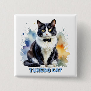 Badge Carré 5 Cm Chat smoking élégant