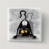 Badge Carré 5 Cm Chat Upside Down Funny Cartoon Caractère (Devant)