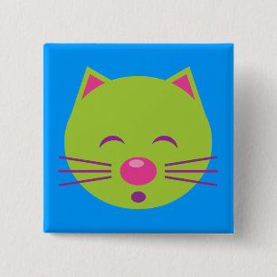 Badge Carré 5 Cm Chat vert dormant