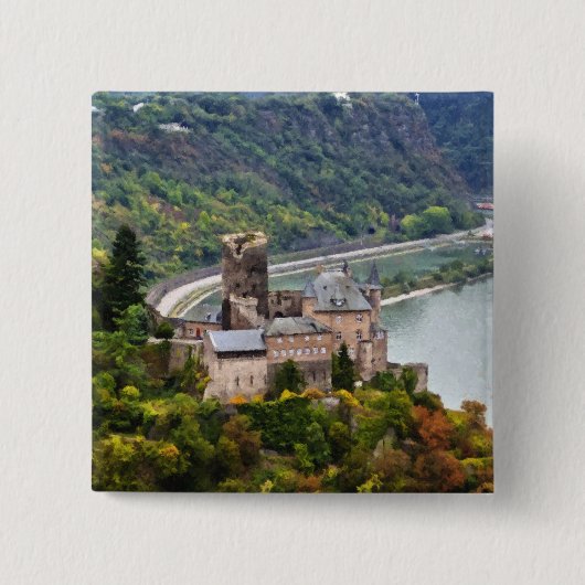 Badge Carré 5 Cm Château (Devant)