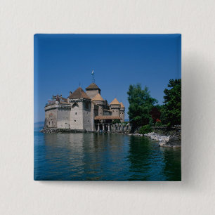 Badge Carré 5 Cm Château Chillon, Lac Léman, Canton de Vaud,