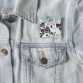 Badge Carré 5 Cm Château couvert de neige (En situation)