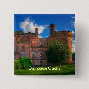 Badge Carré 5 Cm Château Dalhousie, Midlothian, Écosse