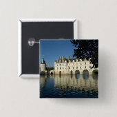 Badge Carré 5 Cm Château de Chenonceau, fleuve Cher, Loir-et-Cher,  (Devant & derrière)