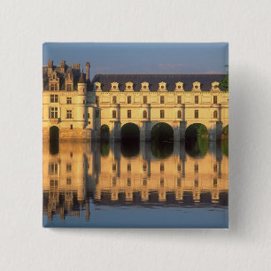 Badge Carré 5 Cm Château de Chenonceau, rivière Cher, Loir-et-Cher,