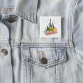 Badge Carré 5 Cm Château de contes de fées (En situation)