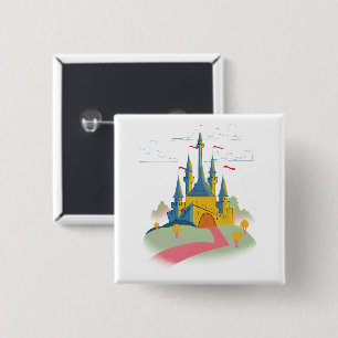 Badge Carré 5 Cm Château de contes de fées