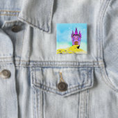Badge Carré 5 Cm Château de contes de fées (En situation)