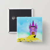 Badge Carré 5 Cm Château de contes de fées (Devant & derrière)